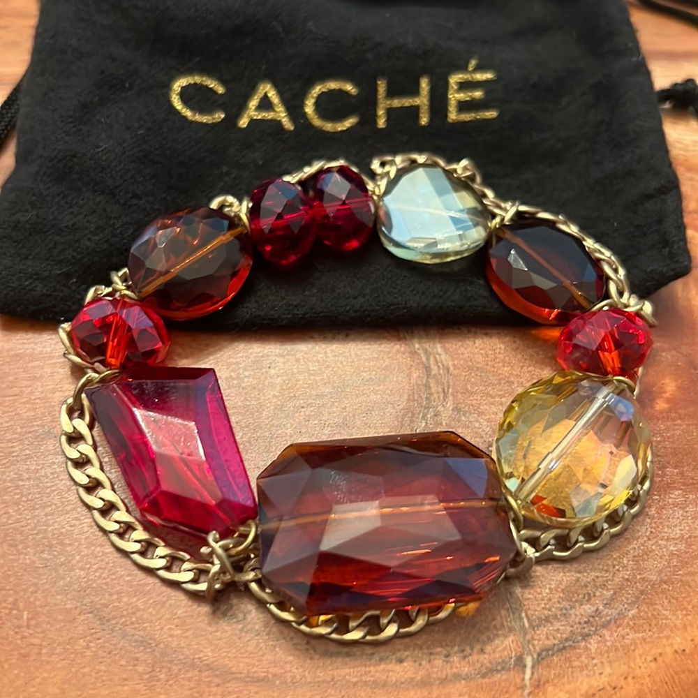 Cache Red Gemstone Beaded Bracelet - image 1